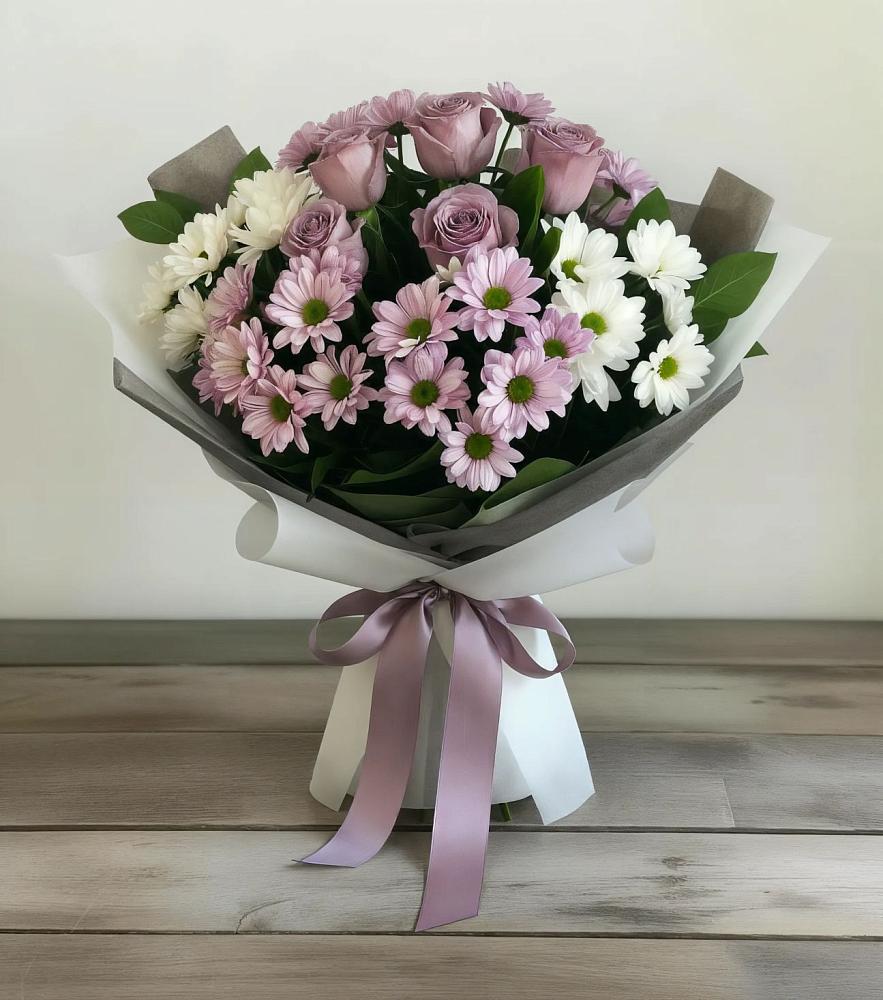 Букет цветов из: Хризантемы и Розы в Верх-Нейвинский