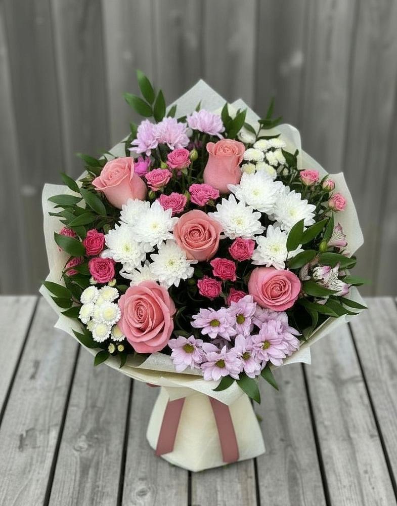 Букет цветов из: Альстромерии, Гвоздики, Розы и Хризантемы в Верх-Нейвинский