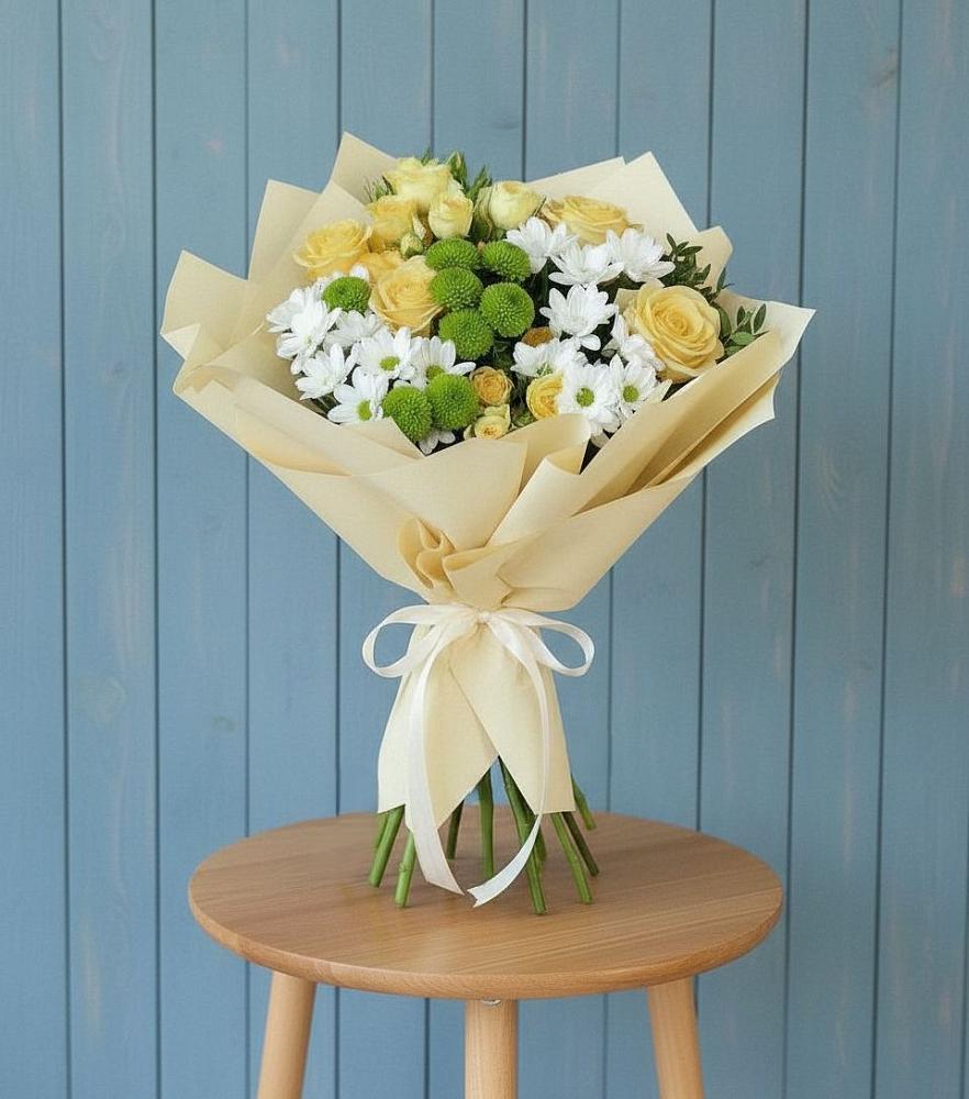 Букет цветов из: Хризантемы и Розы в Верх-Нейвинский