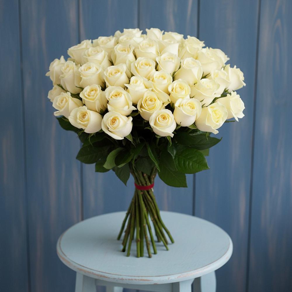 Букет 51 Белая роза Эдлесс Лав в Верх-Нейвинский