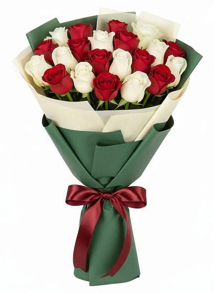 Букет Микс из красных и белых роз в Верх-Нейвинский