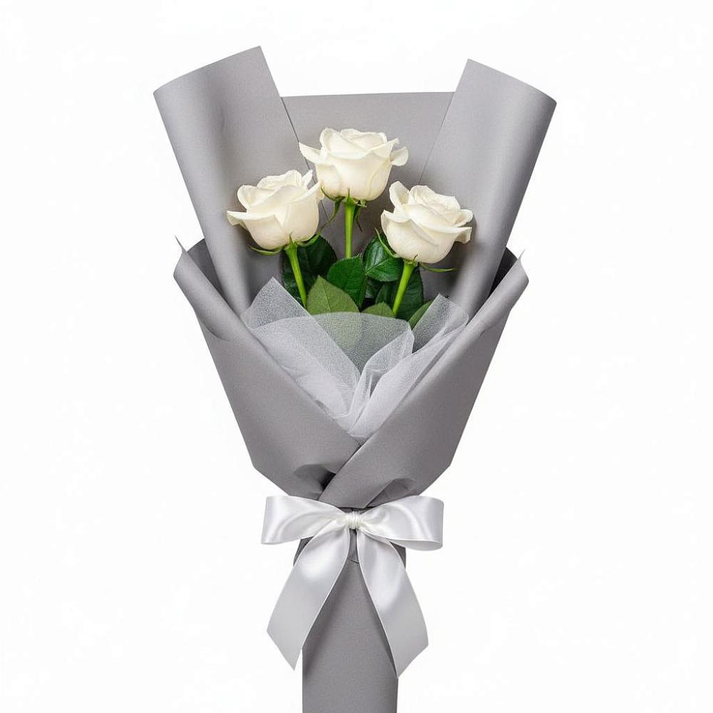 Букет 3 белые розы в Верх-Нейвинский