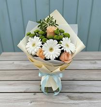 Букет цветов из:  Герберы, Розы и Хризантемы в Верх-Нейвинский
