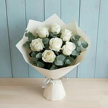 Букет Белые розы в Эвкалипте #REPLACE_PRED# Верх-Нейвинский