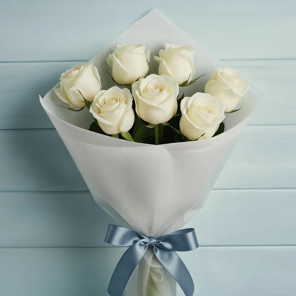 Букет 7 Белых роз Эдлесс Лав в Верх-Нейвинский